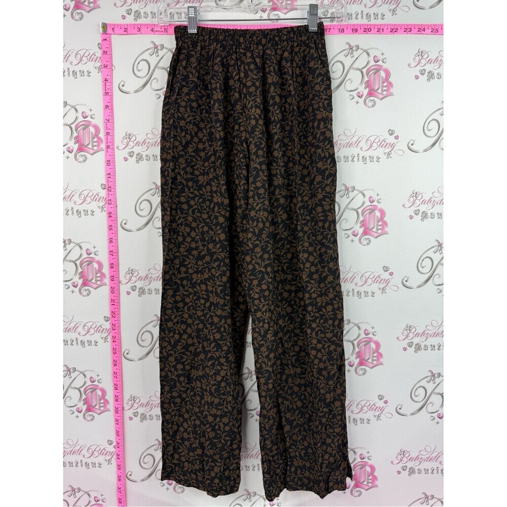 GAP pants flowy flowers Black Pants with Brown Floral Print